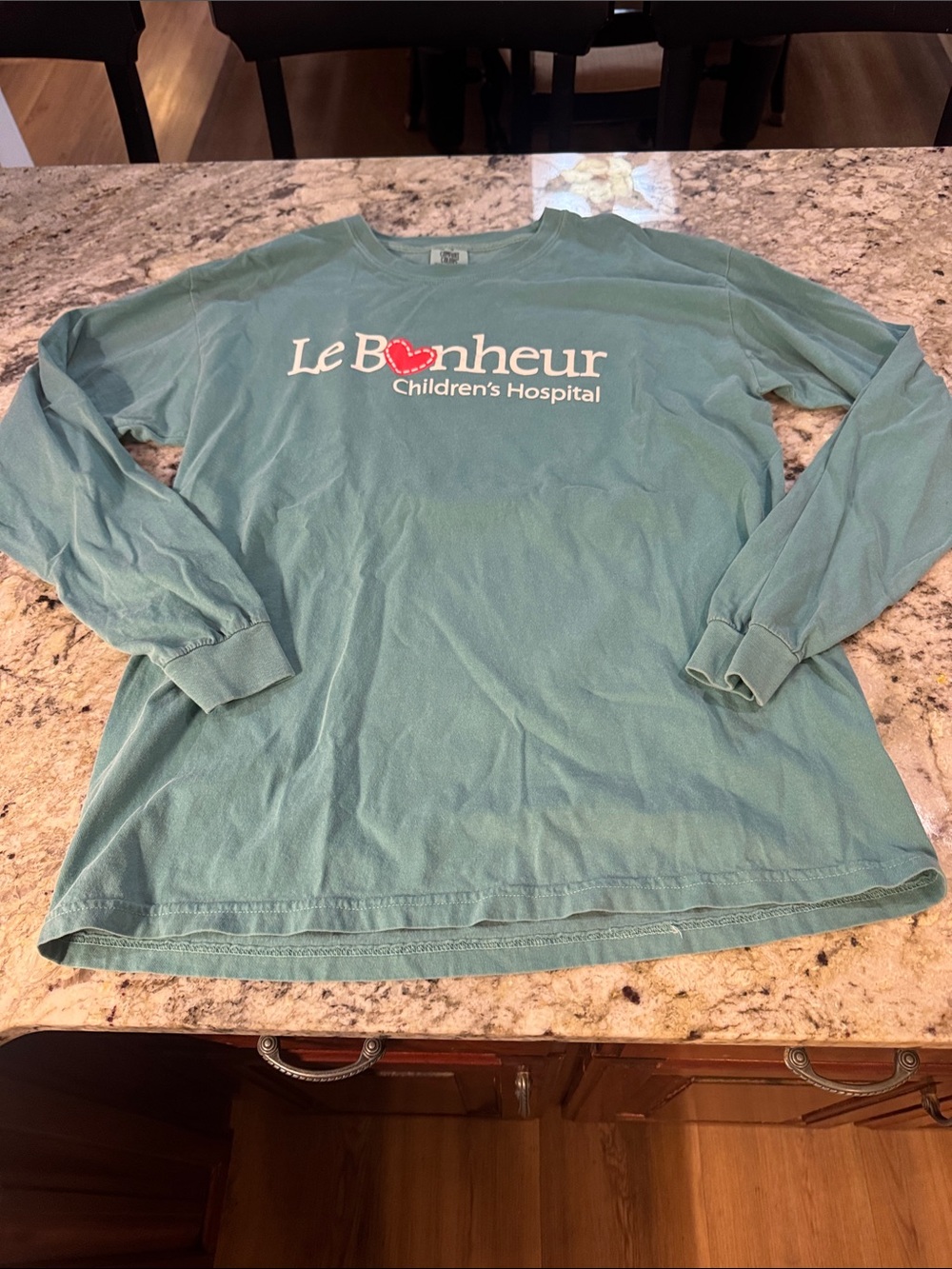 Comfort Colors Womens Long Sleeve Shirt in Teal Blue with Logo